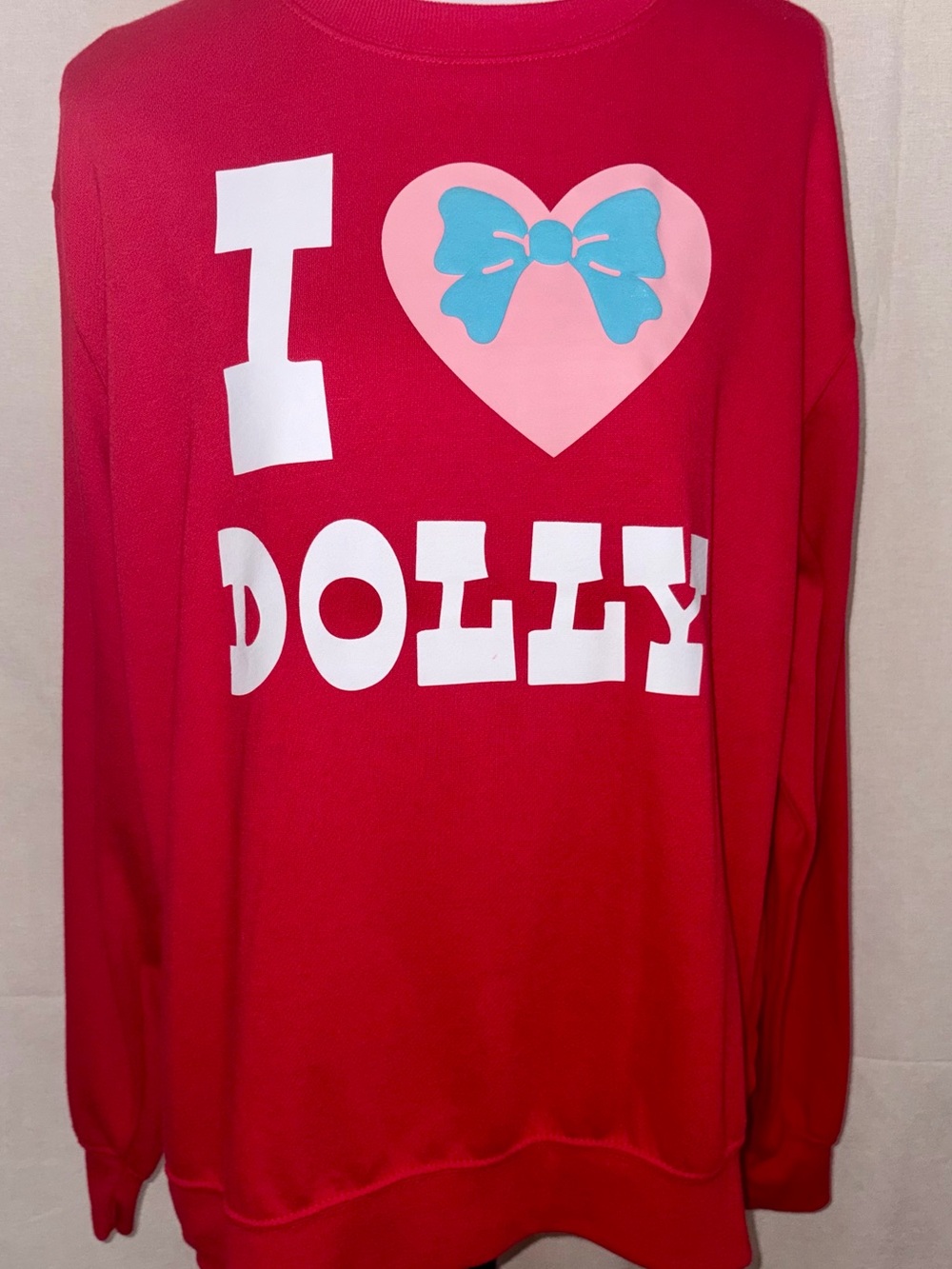 Dolly Parton “I  LOVE DOLLY” Womens Red Crewneck Pullover Sweatshirt  XXL